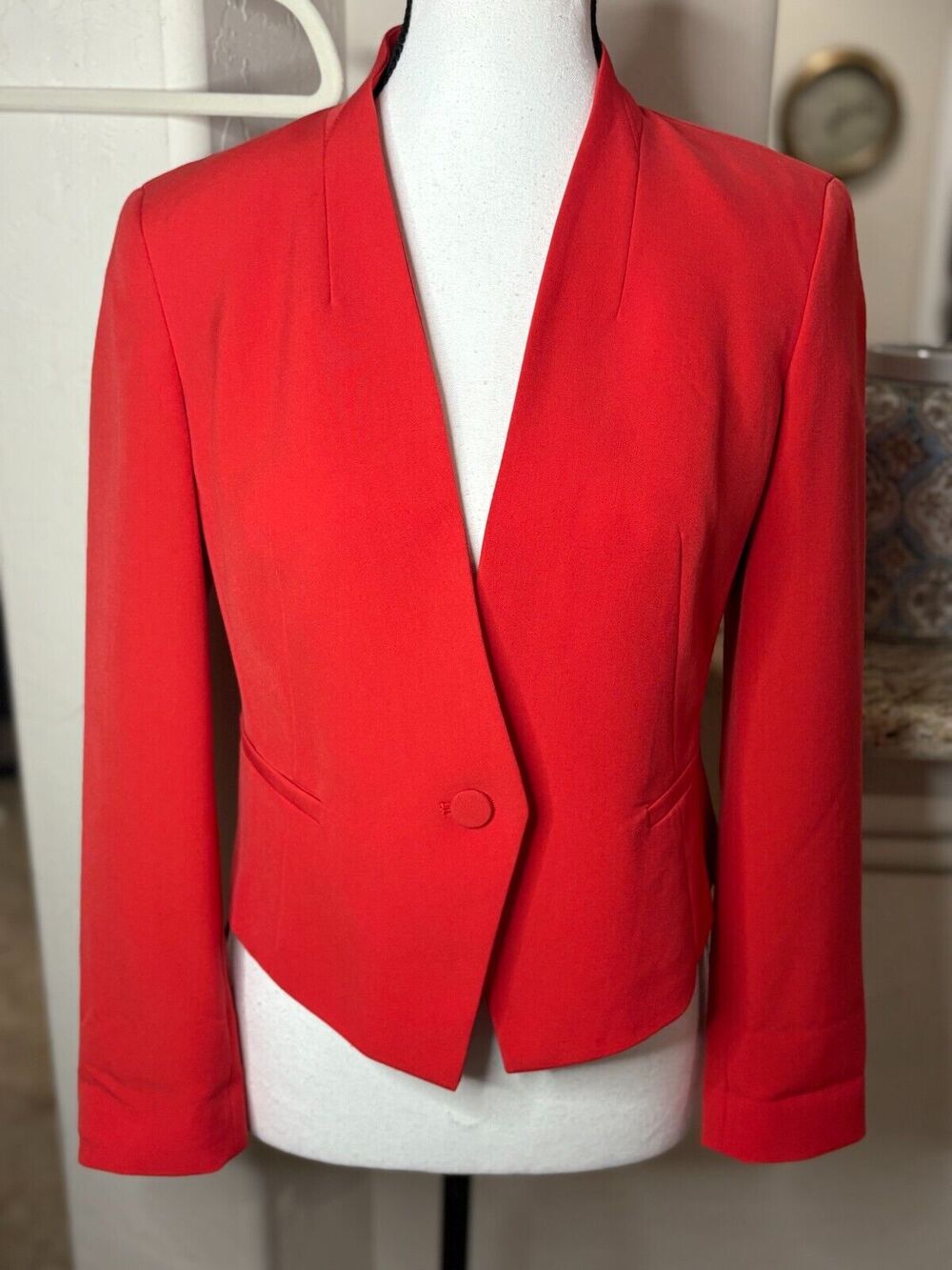 RACHEL Rachel Roy Blazer Womens 6 Red Career Cropped Collection Collarless